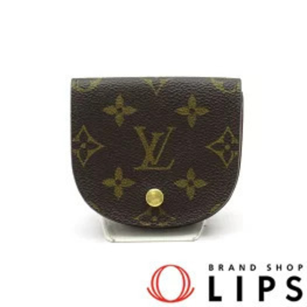 Louis Vuitton Coin Purse Guze Monogram Canvas Leather Brown